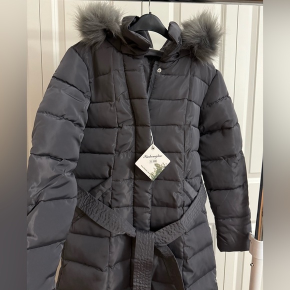 NWT Women's Long Gray Puffer Coat Size L - Picture 5 of 8